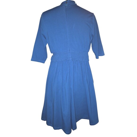 EShakti Custom Dress Teal Blue V-neck Gathered Waist Shift Dress Size L - Picture 8 of 8